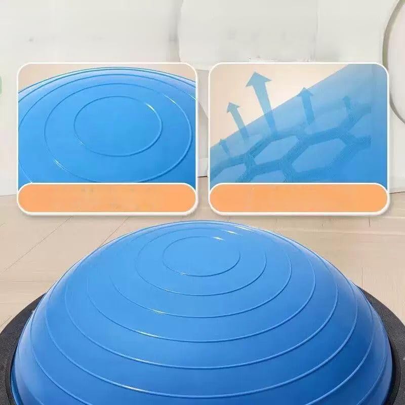 Half Exercise Ball Trainer - Balance Yoga Ball with 2 Straps, Resistance Bands & Foot Pump - Stability & Core Strength Board for Home Gym, Pilates, Fitness, Balance, Full Body Workouts