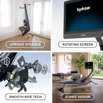 Hydrow Origin Rowing Machine for Home with Immersive 22'' Rotating HD Touchscreen - Live Row Machine Home Workout, Magnetic Drag Technology, 375lb Weight Capacity Rower - 30-Day Trial & Year Warranty