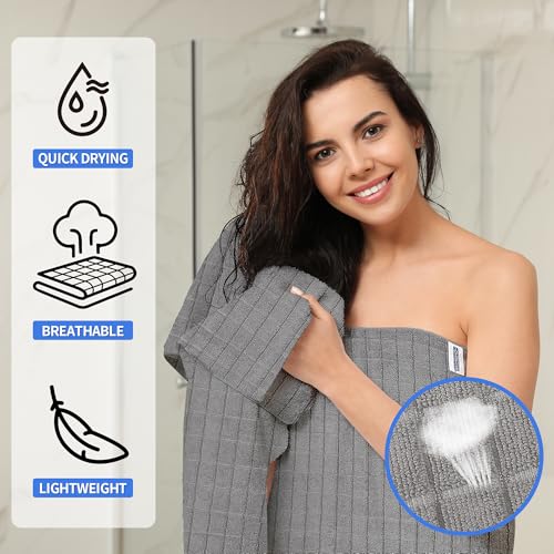 Microfiber Bath Towels 2 Pack (22'' x 48'') - Lightweight Quick Dry Microfiber Fingertip Hand Towels, Soft Absorbent Gym Towels for Yoga, Salon, Camping, Hotel, Bathroom, Spa, Travel & Dog