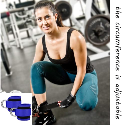 Ankle Straps Ankle Resistance Bands Wrist Cuffs Padded Straps Adjustable Fitness Glute Kickback D-Ring for Cable Machine Gym Foot Leg Training Brace Support 1 Pair - color: blue