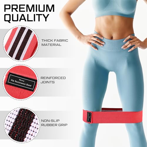12 Pcs Fabric Resistance Bands for Working Out Non-Slip Booty Exercise Loop Bands for Women Men Glutes Hip Thigh Butt Yoga Pilates Fitness Gym, Light Medium Heavy