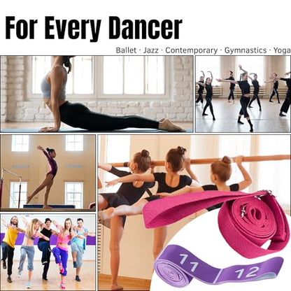 Danzcue Ballet Stretch Strap Set – Professional Dance Flexibility Trainer with Door Anchor, Extra Long Non-Slip Stretching Bands for Ballet, Jazz, Contemporary & Gymnastics