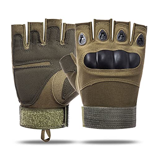 SUJAYU Outdoor Men's Knuckle Protection Workout Training Fingerless Gloves - color: Green, size: Medium