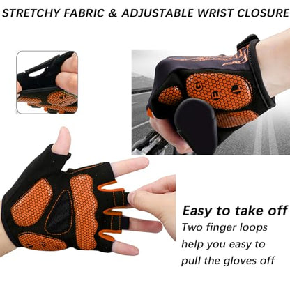 Cycling Gloves Bike Gloves for Men/Women-[5MM Gel Pad] Half Finger Bicycle Biking Gloves for Cycling/Weight Lifting/Gym/Motorcycle/Rowing/Outdoor Sports