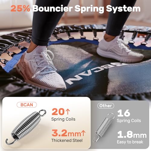 BCAN SP2 40/48" Foldable Mini Trampoline Max Load 330lbs/440lbs, Fitness Rebounder with Adjustable Foam Handle, Exercise Trampoline for Adults Indoor/Garden Workout | FED Fitness