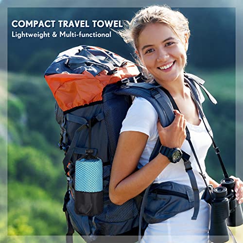 6 Pieces Quick Dry Travel Towel Bulk, Microfiber Lightweight Beach Towel with Bag Compact for Adults Swimming Trip Camping Sports Gym Yoga 20 x 39 Inches(Classic Color)