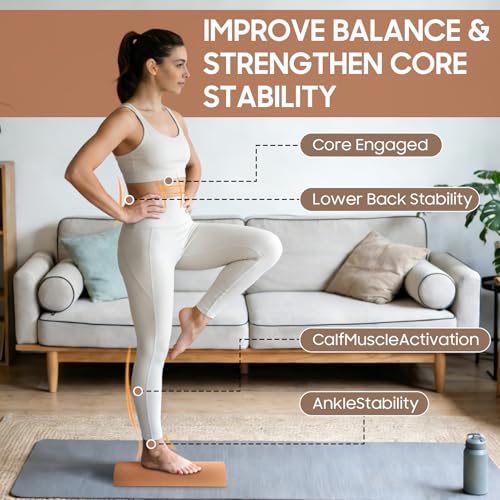 Cork Balance Board, Premium Ankle Balance Board & Foot Strengthener Exerciser Trainer Set for Mobility Support and Balancd Stability, with Massage Ball & Resistance Bands
