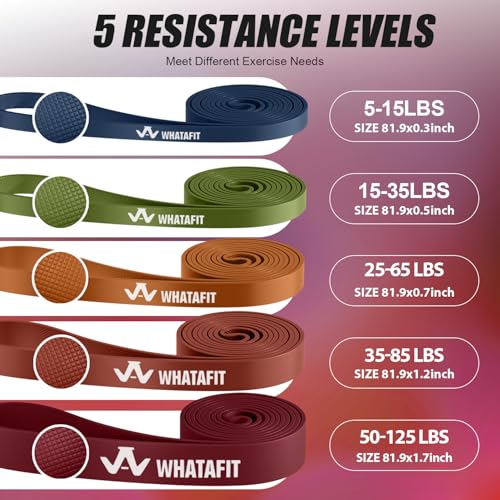 WHATAFIT Resistance Bands, 5 Level Pull Up Assistance Bands for Working Out - color: 5-125LBS ORANGE RED+GRIP