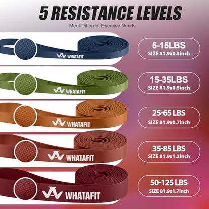 WHATAFIT Resistance Bands, 5 Level Pull Up Assistance Bands for Working Out - color: 5-125LBS ORANGE RED+GRIP