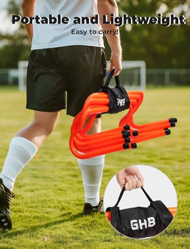 GHB Agility Hurdles 8" Speed Agility Training Hurdles, Detachable Sturdy Hurdles Training Equipment Set with Carry Bag for Kids,Athletes,Soccer,Basketball