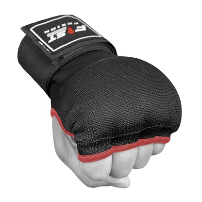 Boxing Inner Gloves Cotton Cloth Stretchable Gel Padded Kickboxing MMA Training Gloves Long Wrist Support Gloves - color: Black, size: Small-Medium