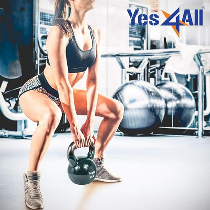 Yes4All Kettlebell, Vinyl Coated Kettlebell Cast Iron Sets with Stable Flat Bottom for Full Body Workout, Push up, Grip Strength Training & Weights Exercises - color: Multicolor, style: 10 - 25lb