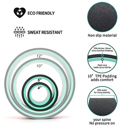 Yoga Wheel Set of 2, Upgraded 10MM Thick Back Wheels for Pain Relief & Stretching, Strongest Back Roller for Deep Tissue Massage, Improving Yoga Poses Backbend - style: Set of 2