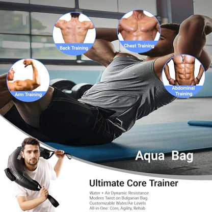 Ox Horn Aqua Bag & 8Inch Aqua Ball Bundle | Dynamic Water Weight Training System for Unstable Load & Core Activation | Superior to Sandbag for Functional Fitness