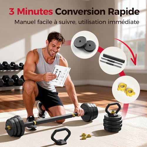FEIERDUN Adjustable Dumbbells Set, 48/68/88lbs Free Weight Set with 4 Modes, Used as Barbell, Kettlebells, Push up Stand, Fitness Exercises for Home Gym Suitable Men/Women - style: 48 lbs (24 lbs each)