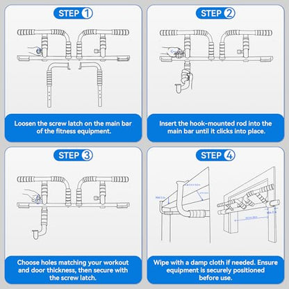 2026 Multifunctional Pull Up Bar for Doorway – US Patented Design, Foldable, No Drilling or Slipping, Multi-Grip Bar with Resistance Band Hooks, Commercial Alloy Steel, Large PVC Pads, 440 lbs Capacity