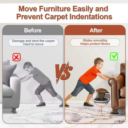 Furniture Sliders for Carpets - 4 PCS 4.3" Furniture Movers Sliders with Anti-Slip Groove - Moving Pads for Easy Move Bed Couch Tables Cabinet Heavy Duty - Protect Carpets - size: 4.3in 4Pack