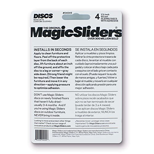 Magic Slider Self-Adhesive Furniture Disc Pad Sliders – 4 Piece Pack – Smooth Gliding Protection for Wood, Tile, Carpet, and Vinyl Floors|Size-1-3/4|Colour-Blue