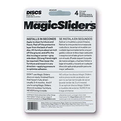 Magic Slider Self-Adhesive Furniture Disc Pad Sliders – 4 Piece Pack – Smooth Gliding Protection for Wood, Tile, Carpet, and Vinyl Floors|Size-1-3/4|Colour-Blue