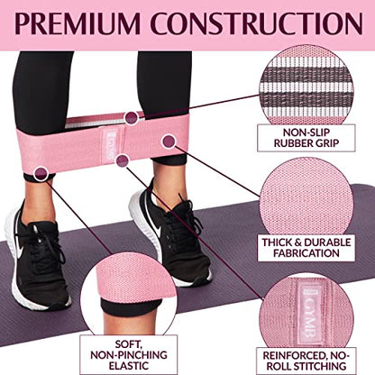 Premium Resistance Bands for Working Out - Exercise Bands to Workout Glutes, Thighs & Legs - No Slip Cloth Booty Bands for Gym & Home Fitness, Yoga, Strength & Pilates for Men/Women - 3 Levels