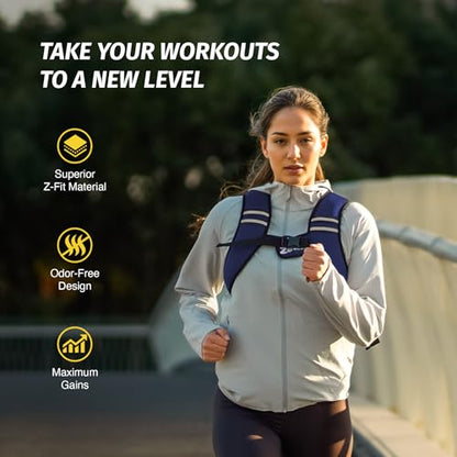 Zelus Weighted Vest for Women Men, Washable Z-Fit Weighted Vest 5/10/15lb - color: Deep Blue, size: 15 LB