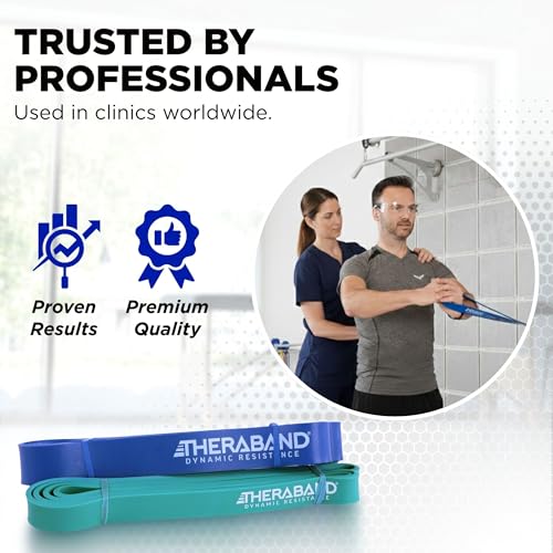 THERABAND High Resistance Band Set of 2, Medium and Heavy Elastic Super Bands for Full Body Workouts, Physical Therapy, Strength Training, Durable 41” Loop Exercise Bands, 25-35 lbs Resistance - size: 2 Pack Medium (25-35 lbs)