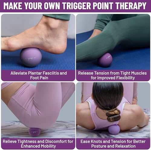 Silicone Massage Lacrosse Ball for Trigger Point Therapy, Muscle Knots, and Physical Therapy. Single Ball for Deep Tissue Massage and Myofascial Release. Latex-Free. (Purple Haze) - color: Purple Haze