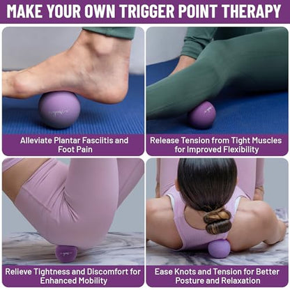 Silicone Massage Lacrosse Ball for Trigger Point Therapy, Muscle Knots, and Physical Therapy. Single Ball for Deep Tissue Massage and Myofascial Release. Latex-Free. (Purple Haze) - color: Purple Haze