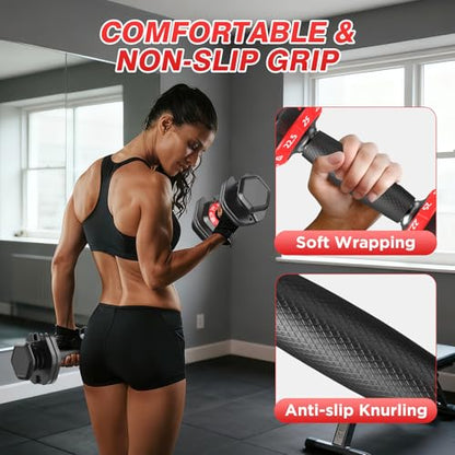 Adjustable Dumbbells Set, All in One Free Weights Dumbbells Set, 25/55/52.5lbs Weights Set with Anti-Slip Handle, 1 Sec Adjust Exercise & Fitness Equipment for Home Gym Strength Training