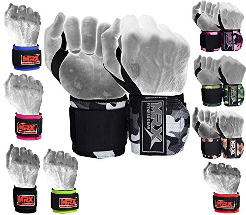 MRX Weight Lifting Wrist Wraps for Wrist Support Lifting Straps Gym Bodybuilding Training Workout for Men and Women - color: Camo Gray