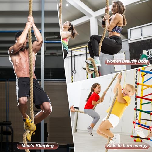 Climbing Rope Gym Exercise Ropes - 1.5 Inch Diameter 10FT 15FT 20FT 25FT 30FT 35FT 40FT 50FT Climb Rope for Fitness & Strength Training, Workout Climbing Rope for Adults Home Indoor or Outdoor - style: 1.5 Inch-10ft