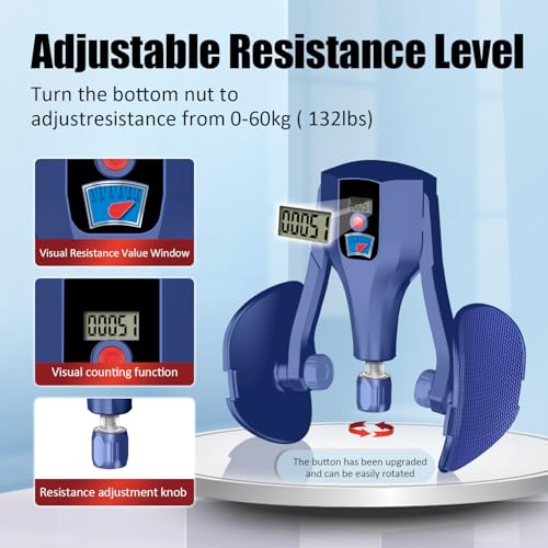 Kegel Trainer, Multi-Function 132 lbs Resistance Pelvic Floor Exercise Devices with Thigh Straps, Handles, Resistance Bands and Jump Rope, Kegel Trainer Hip Leg Toner Inner Kegel Exerciser - color: Blue