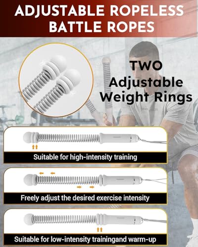 Ropeless Cordless Portable Battle Ropes for Home Gym,Adjustable Weight Z-Rope,Workout Equipment Weighted,Exercise Strength Training,No Endless Jump Rooes,Fitness Working Flex Springs Sticks(Black)