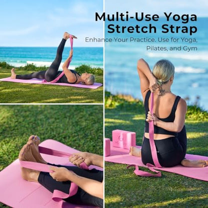 Nolava Yoga Mat with Bag – 72 x 24 inch, 1/4 inch Thick Non-Slip Mat – Includes Slap Band, Black Zippered Carry Tote with Mat Sleeve & Inner Pocket – For Yoga, Pilates, Home or Studio.