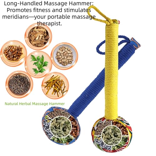 Mugwort Massage Hammer, Back Massager Hammer， Pain Relief Massager for Neck, Back, Shoulder & Body - Handheld Percussion Therapy Tool with US Design Patent,(Blue and Yellow…) - color: Blue and Yellow…