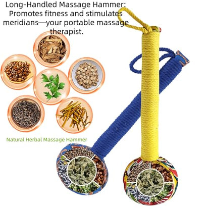Mugwort Massage Hammer, Back Massager Hammer， Pain Relief Massager for Neck, Back, Shoulder & Body - Handheld Percussion Therapy Tool with US Design Patent,(Blue and Yellow…) - color: Blue and Yellow…