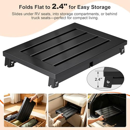1000 lbs Heavy Duty RV Step Stool, Extra Wide 19" Platform Folding RV Step, Non-Slip Stable Metal Camper Step for RV, Motorhome, Truck, SUV, Home & Garage
