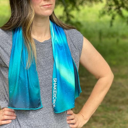 Extended Size Cooling Towel – Be Cool in Style - Heat Relief, Soft, Lightweight, Sun Protection, Easy Clean - Perfect for Biking, Hiking, Running, Yoga, Golf, Gardening - Alaskan Sky M - color: Alaskan Sky