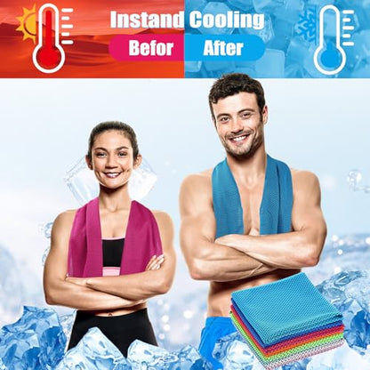 Peryiter 20 Pack Cooling Towels with Circle EVA Carry Cases Cooling Towels - size: 35 x 12 Inch, style: Circle Eva