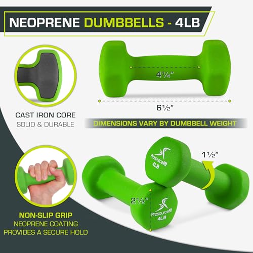 ProsourceFit Neoprene Dumbbell Coated for Non-Slip Grip - size: 4-Pound