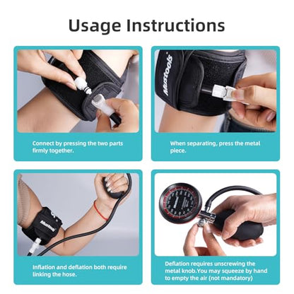 BFR Blood Flow Restriction Bands 2026 New Upgrade 4 Pack Set with Pressure Gauge, Professional Grade Arms, Legs Occlusion Bands for Men Women Glutes Workout Cuffs, BFR Training Bands Black