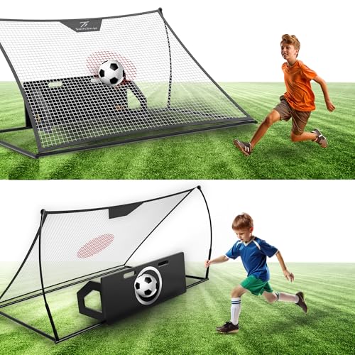 SwiftSurge Soccer Rebounder Net - Collapsible Rebounder Soccer Trainer Net with Rebound Board, Steel Iron Tubes - Soccer Ball Net Kicker for Passing, Volley & Solo Training - 6 Feet x 4 Feet