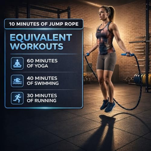 Weighted Jump Rope - 2.9lbs, 9.9 Feet Long Jump Ropes for Fitness, Home Workout Rope, Skipping Rope for Exercise, Total Body Workout Equipment, Durable Jumping Rope by Fitby