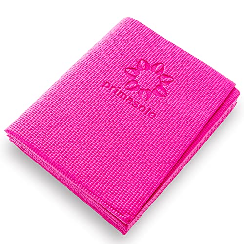Primasole Folding Yoga Travel Pilates Mat Foldable Easy to Carry to Class Beach Park Tear resistant Travel Picnics 4mm Thick 9 Colors