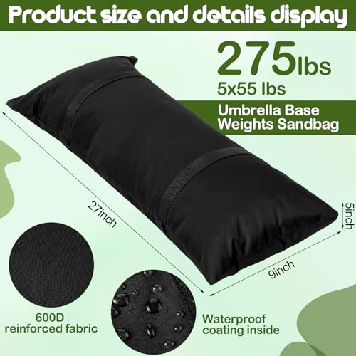 5 Packs 275 LBS Umbrella Base Weight Sandbag Sandbag for Weight