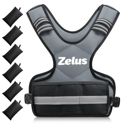 ZELUS Weighted Vest for Men and Women | 4-10lb/11-20lb/20-32lb Vest with 6 Ironsand Weights for Home Workouts | Adjustable Body Weight Vest Exercise Set for Cardio and Strength Training - color: Gray, size: 4-10 lb.
