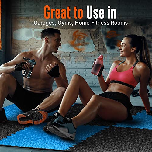 Thick Puzzle Exercise Mat Foam Interlocking Tiles Protect Floors from Gym Equipment Exercise, Durable Non-Skid Texture, Kid Baby Family Safe Easy to Assemble - color: Black & Blue, size: 10
