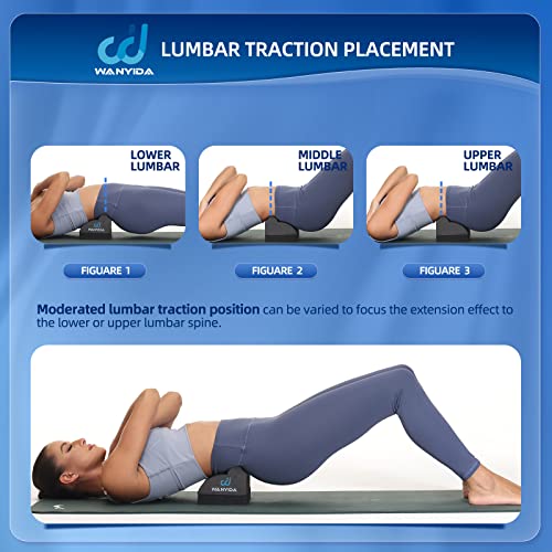 Lumbar Orthotic Traction Roll Device, Lower Back Stretcher for Pain relief, Back Traction for Lumbar Decompression, 3 Height Adjustable Lumbar Stretcher, Chiropractic