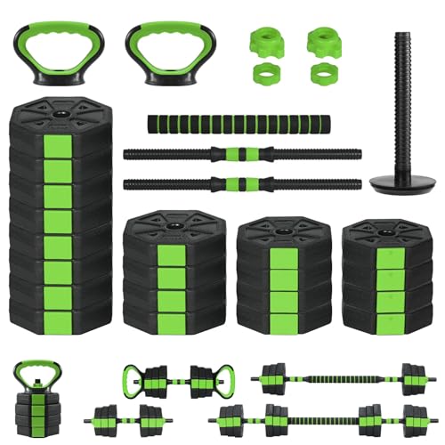 Adjustable Weight Set 88Lbs, 4-in-1 Dumbbell Set and Barbell Weight Set for Home Gym, Converts to Kettlebell & Push-Up Stand, Free Weights Dumbbells Set for Men & Women Full Body Workout