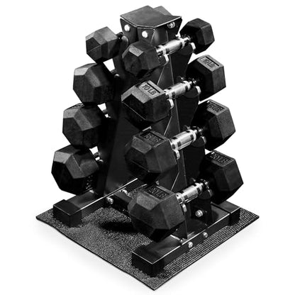 BalanceFrom Rubber Coated Hex Dumbbell Weight Set with Storage Rack, 100LB or 150LB or 200LB Set, 5-20 lbs or 5-25 lbs or 10-30 lbs Pairs - style: 100LB Set with Rack